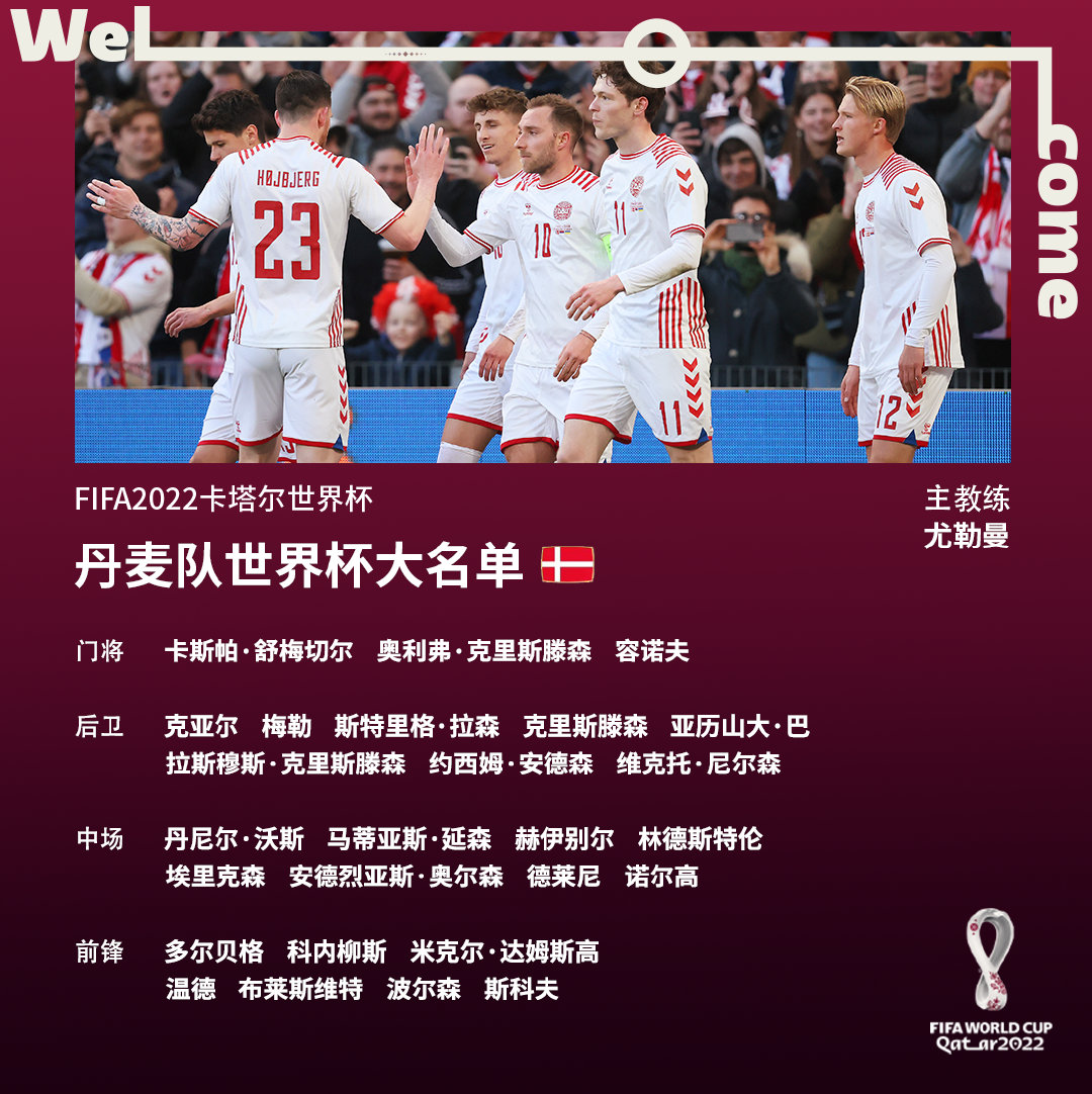 丹麦队世界杯大名单FIFA